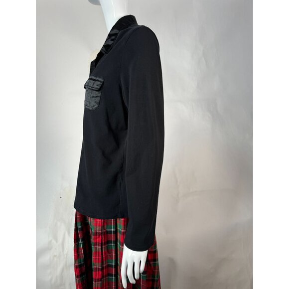 Rafaella Black Long Sleeve Blouse With Satin Trim & Dual Front Pockets Size XL - Picture 13 of 16